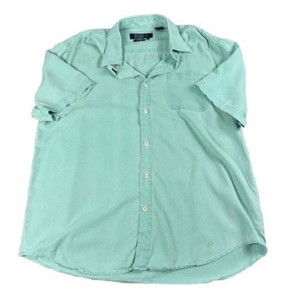 Nat Nast American Fit Button Up Shirt Short Sleeve Silk Cotton Mint Size Large
